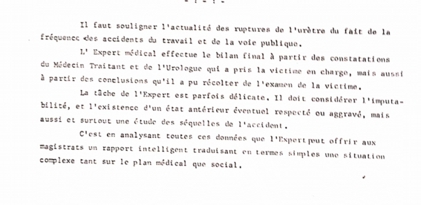 Séquelles des Ruptures Traumatiques de l’Urètre dans le cadre de la Réparation juridique du dommage Corporel